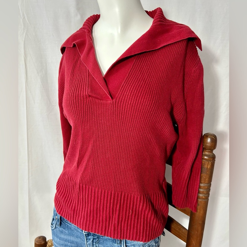 Vintage Dockers Collared 3/4 Sleeve V-Neck Ribbed Cotton Shirt size S | Small